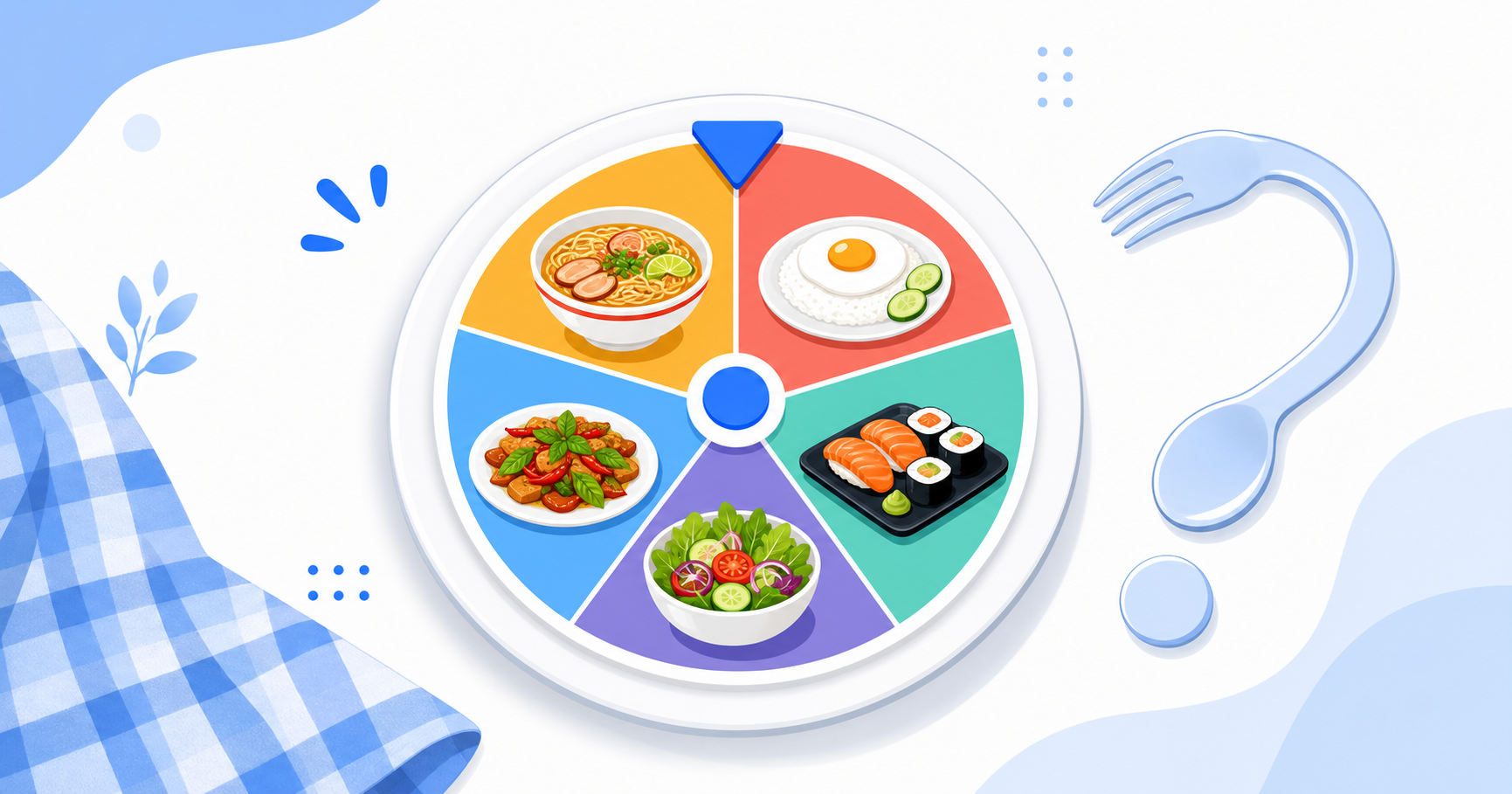 เครื่องสุ่มเมนูกินอะไรดี รูปจานอาหารแบบวงล้อสุ่มพร้อมเมนูไทยยอดนิยม